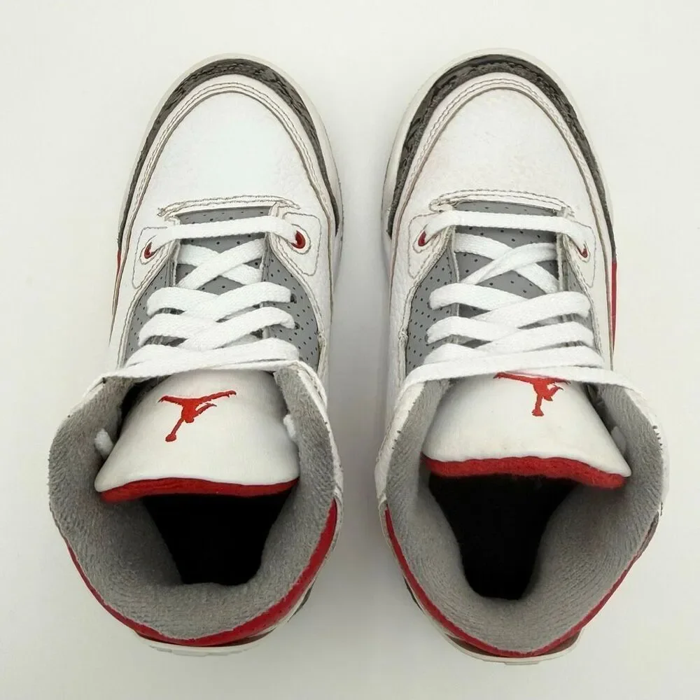 Jordan 3 Retro Fire Red 2022 High Top Lace Up Leather Sneakers - Little Kid/Todd